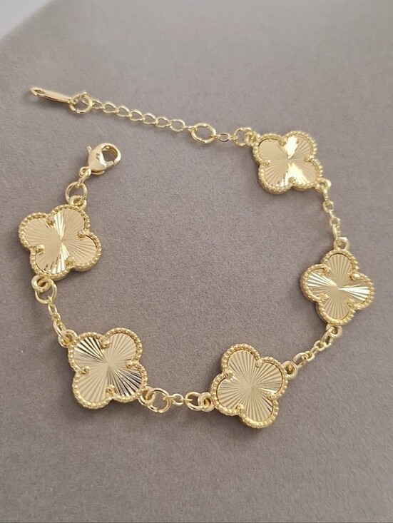 usaquality Jewelry - Double sided 14kt gold-filled 5 clovers bracelet 2026 Design